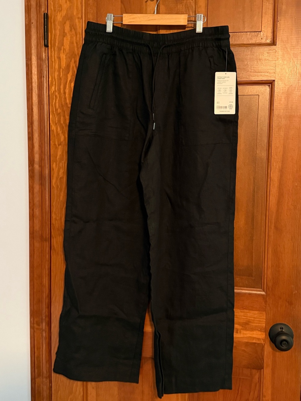 Athleta Black Wide-Leg Drawstring Pants